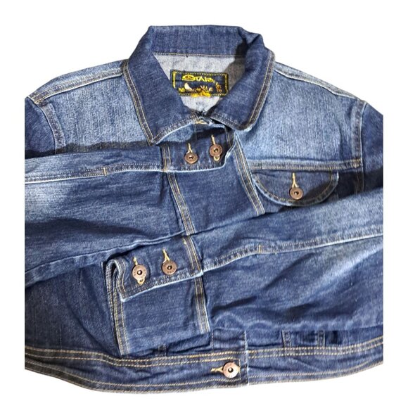 90s Star Jeans Womens Cropped Denim Jacket Y2K Style Medium Wash L/XL - Picture 7 of 7